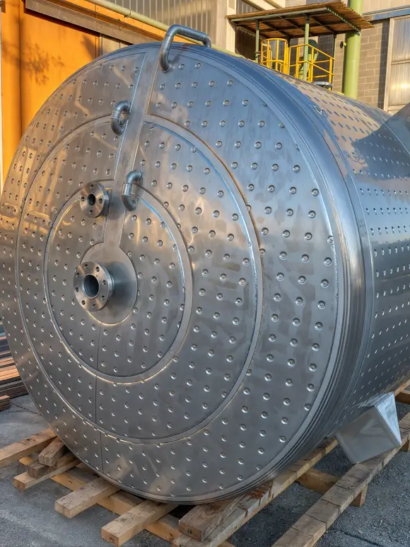 Serbatoio termocondizionato inox con fondo bombato e isolamento termico